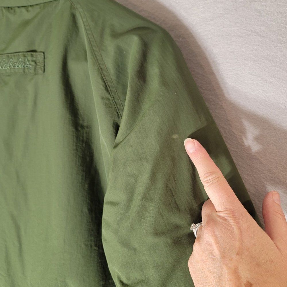 Cabelas Nylon Coat Jacket Mens‎ LT Fleece Lined Full Zip Pockets Mock Neck Green - Picture 7 of 15